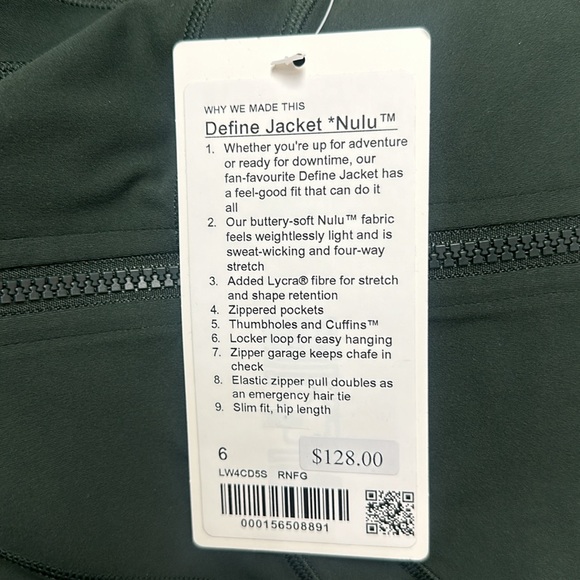 LuluLemon Define Jacket Nulu in Rainforest Green - Picture 6 of 9